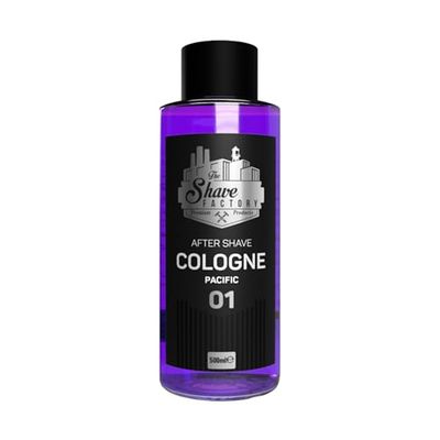 The Shave Factory Aftershave Cologne for Men – Pacific 500ml Glass Bottle – Fresh, Energetic, Warm Scent – Long Lasting Citrus & Woody Scent – Soothes Irritations, Refreshes Skin