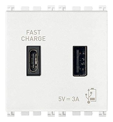 Vimar Arké 19295.AC.B Alimentador USB A+C 5V 3A 2M blanco