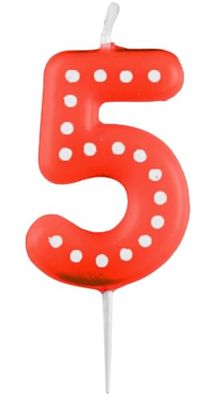 Amscan 9900915 - Verjaardagsnummer 5 kaars, hoogte 4,8 cm, taartdecoratie, diverse kleuren