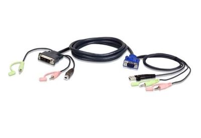 ATEN 2L-7DX2U Câble KVM VGA vers DVI 1,8m, Noir, 1,8 m