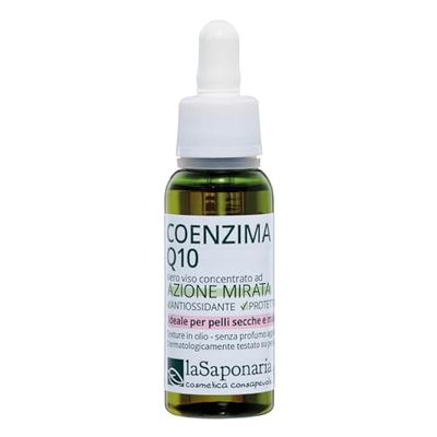 La Saponaria Coenzyme Q10 Serum, Anti-Ageing, Wrinkles & Fine Lines, Antioxidant, Vitamin E, Firming, All Skin Types, Moisturiser, Natural, Vegan, Cruelty-Free, Recycled Packaging, Organic, 30ml