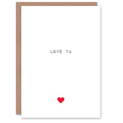 Artery8 Valentines Day Greeting Card Simple Heart Love Ya For Him or Her