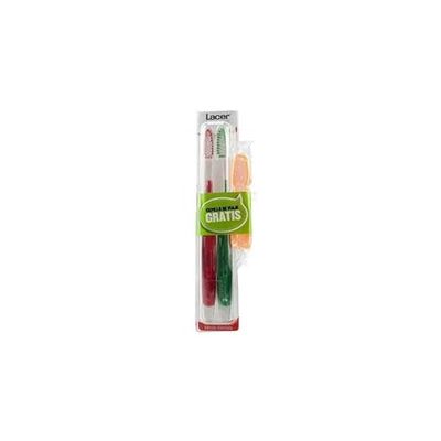 CDL - Flow Duplo Pack x 2 Unidades, Cepillos de Dientes Duplo, Cerdas Medias, Filamentos Tynex con Puntas Redondeadas, Mango Ergonómico Antideslizante