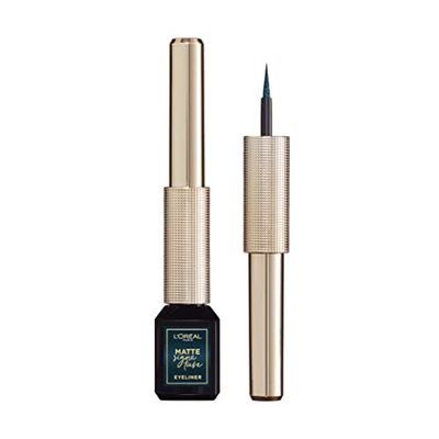 L’Oréal Paris, Delineador de Ojos Líquido Matte Signature Liner, Acabado Mate, Trazo Preciso, Larga Duración, Resistente al Agua, Tono Nu 04 Verde