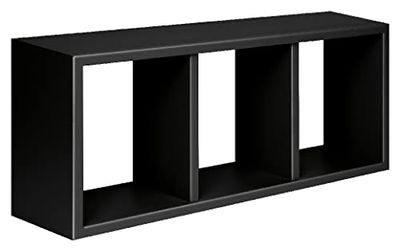 Homemania HOMSAN_002 Tristano hylla väggdekoration-vardagsrum, sovrum, skrivbord-MDF, svart 70 x 30 x 15,5