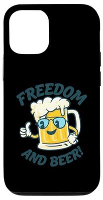 Freedom And Beer Funny Cartoon Mug Patriotic Custodia per iPhone 12/12 Pro