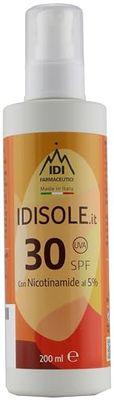 IDISOLE.IT, Crema solare viso 30 SPF protezione alta, con Nicotinamide 5%, ripristina la naturale funzione della barriera cutanea, lenisce e idrata la pelle - 1 flacone da 200ml