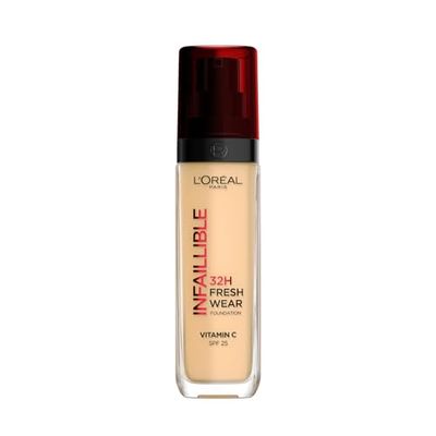 L'Oréal Paris, Base de maquilhagem líquida Infaillible 32h Fresh Wear, para todos os tipos de pele, longa duração, Tom: Vanille (120), 30 ml