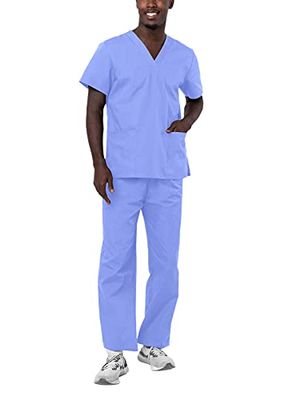 Adar universal unisex medicinsk uniform – unisex dragsko skrubbset, 4X-Large-US, Ceil Blue, 1