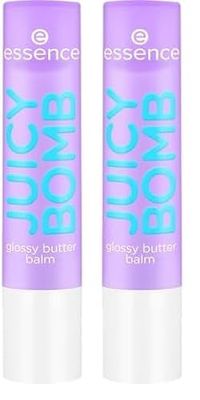 Essence Bálsamo Labial Brillante Juicy Bomb, Natural, Brillante, Rociado (2.5G) (Paquete de 2)
