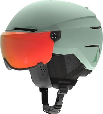 ATOMIC SAVOR VISOR PHOTO - Casco da sci con visiera - Pistachio - Taglia S - Massimo assorbimento degli urti - Sistema di ventilazione Active Aircon - Specchio di alta qualità per una visione chiara