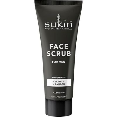 Sukin - Mens Face Scrub - Natural and Revitalising Face Scrub with Bamboo Powder, Walnut Shells, Ceramides, Sesame, Jojoba Oil and More - Skin Care for Men - 125ml