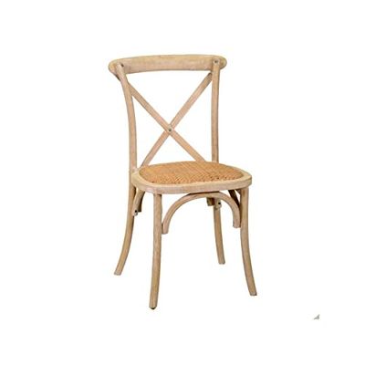 Vacchetti Giuseppe Sedia Legno Cross Naturale Seduta Intreccio Impilabile, Multicolore, Medio