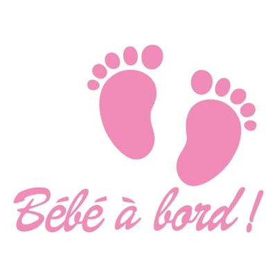 Ambiance Sticker Autocollant de Voiture Vitres Bébé à Bord Autocollant avec Petits Pieds de Bébé Rose - H20 x L15 cm