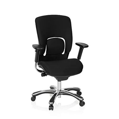 hjh OFFICE 652001 professionele bureaustoel Vapor LUX basisstof zwart ergonomische bureaustoel met flexibele lendensteun