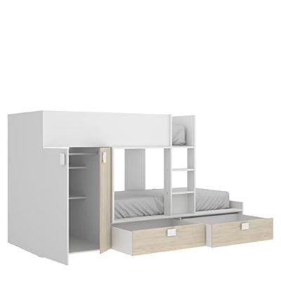 Rimobel Matt Lit superposé en mélamine, Blanc, Double