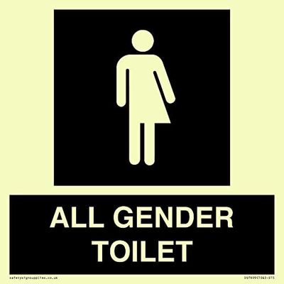 Non-gender specific in black panel Sign - 150x150mm - S15