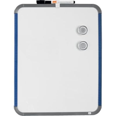 Nobo Mini Lavagna Magnetica Portatile con Cornice Sottile, Montabile a parete, in Orientamento Verticale o Orizzontale, Impugnature e Clip per Pennarello Integrate, 360 mm x 280 mm