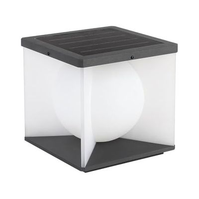 Lampe solaire LED - 3 W, 205 x 205 x 190 mm, lumière 3000 K, corps noir et blanc, idéale pour l'éclairage dans le jardin