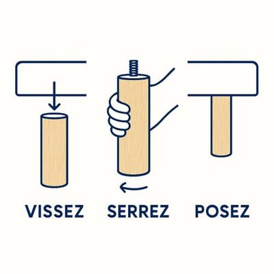 La Fabrique de Pieds – set med 4 sängben i trä, cylinder, trä, Verni Clair, 15 x 6 x 6 cm