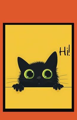 Cute Black Cat Notebook: 5.5x8.5 College Ruled 100 Pages Journal. Funny Friendly Cat for Gifts and Personal Use