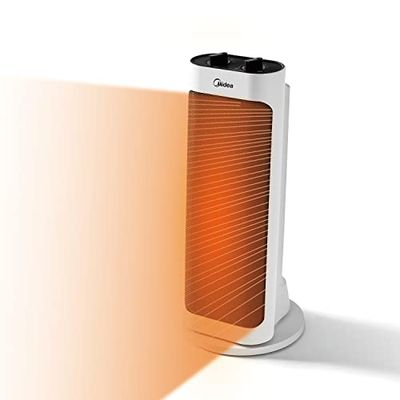 Midea NTH20-19JE Elektrische ruimteverwarming, laag stroomverbruik, ventilatorkachel, 2000 W, keramische technologie, stil, 2 temperatuurniveaus, kamerthermostaat