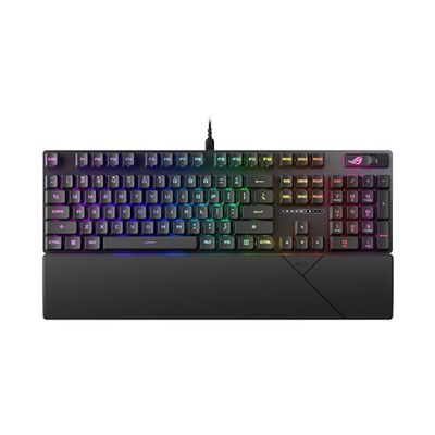 ASUS ROG Strix Scope II RX - Tastiera meccanica-ottica, switch ROG RX, certificazione di impermeabilità IP57, tasti tastiera in PBT, comandi multifunzionali, e poggia-polsi, AZERTY