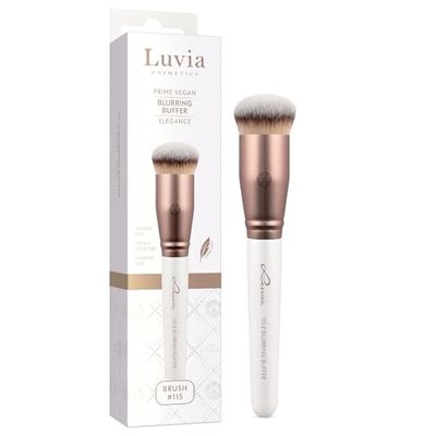 Luvia Make-Up Brush, Blurring Buffer, Foundation Make-Up Brush for Easy and Even Blending, Vegan Cosmetic Brush, Pearl/Coffee