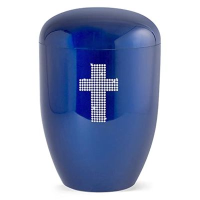 Urns UK Hand Crafted Design Funeral Cremation Urn Eco Friendly Blue Large