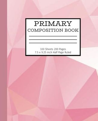 Cute Light Pink Crystal Prism Primary Composition Notebook: Primary Journal for kids Grades K-2 with Dotted Midline and Picture Space: Cute Prism ... For Kindergarten, First, and Second Graders.