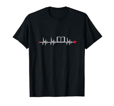 Heartbeat EKG Reading Book Lovers Literary T-Shirt