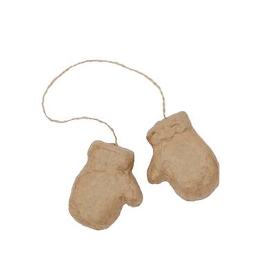 Décopatch NO048Cpack - Lot de 5 Moufles à suspendre et à décorer en Papier mâché brun - 2x4x5 cm