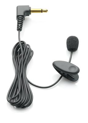 Philips LFH9173 Clip on Microphone tie clip mono 3.5mm connector adapter plug 3.5 to 2.5 mm wind shield black
