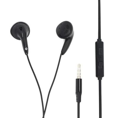 Zwarte in-ear hoofdtelefoon, ideaal voor surround sound en een unieke luisterervaring. Compact ontwerp biedt comfort en veilige pasvorm bij elk gebruik.