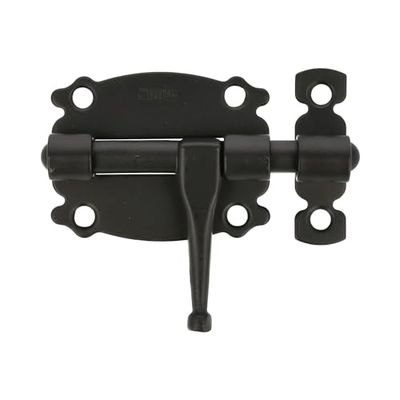 Amig - Pino de sobreposição para portas e móveis Mod. 484 - Trava de segurança para fecho horizontal - material de aço com eixo de Zamak - 60 mm - estilo rústico - inclui parafusos - preto