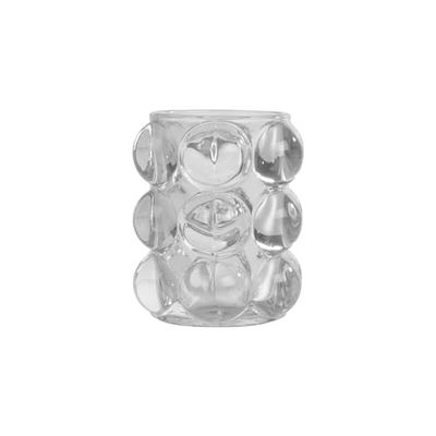Homea, Portavelas Burbujas De Cristal Transparente D8,4 x H9,3 cm Arty