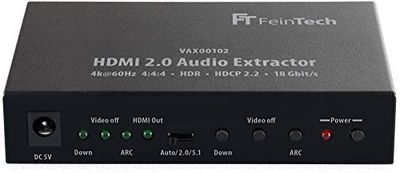 FeinTech VAX00102 Extrator de áudio HDMI 2.0, ARC 4K HDR preto