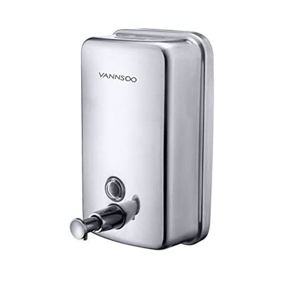 VANNSOO Distributeur de Savon Mural Commercial en Acier Inoxydable avec Pompe à Liquide antirouille, Anti-Fuite, pour Salle de Bain (1000 ML)
