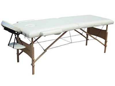 Mobiclinic, Lettino Massaggi, Light, Marchio Europeo, Lettino massaggio, Flessibile, Per fisioterapia, Pieghevole, Appoggiatesta, Massaggio, Portatile, Legno, 186x60 cm, color Crema