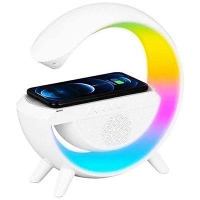 GC GLOBALCOMMERCE Lampada da Tavolo LED Luce Notturna con Cassa Altoparlante Speaker Bluetooth e Ricarica Wireless