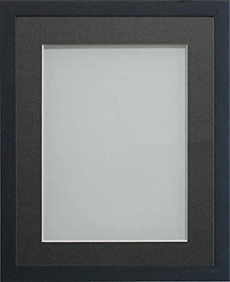 Frame Company Jellybean Range Black Wooden A4 Picture Photo Frame with Grey Mount for Image 10x6 inch * Choice of Colours & Sizes* Fitted with Perspex