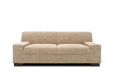 DOMO collection Sofá Norma, sofá de 2 plazas, 2 Cojines con Patas de Madera, 194 x 85 x 74 cm (Ancho x Profundidad x Alto), Tejido Estructural Beige