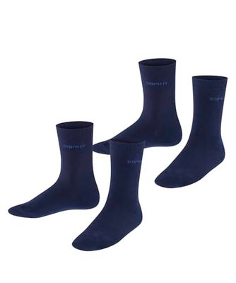 ESPRIT Uniseks-kind Sokken Foot Logo Multipack K So katoen eenkleurig 2 paar, Blauw Marine 6120, 27-30