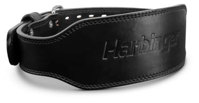 Harbinger Cintura da Sollevamento in Pelle Pro da 7mm per Squat, Stacchi, Powerlifting e Sollevamenti Olimpici con Doppia Fibbia e Vestibilità Regolabile Unisex, Nera, Grande
