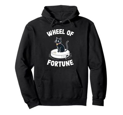Wheel Of Fortune Cat On Robot Vacuum Cleaner Cat Pullover Hoodie
