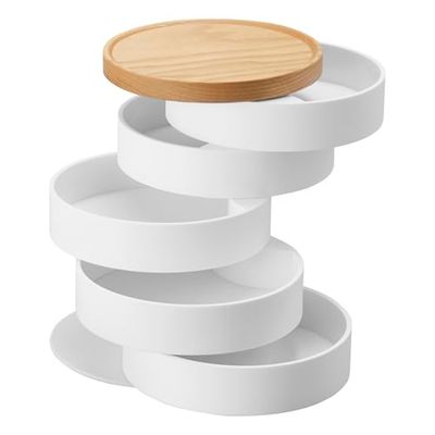 Yamazaki 5312 TOSCA 5-Tiered Accessory Box, White, Wood/Steel/ABS Resin, Minimalist Design, 10 x 10 x 12.5 cm (LxWxH)