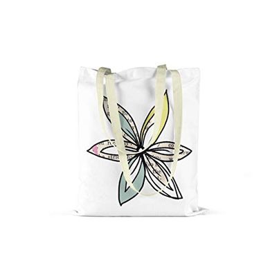 Bonamaison Printed Tote Bag, Reusable Grocery Bag, Shopping Bag, Machine Washable, Foldable, Canvas Cloth Bag with Handles, 48x55 Cm