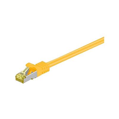 Goobay 91647 RJ45 Câble de Liaison, S/FTP (PiMF), avec CAT 7 Câble en Vrac, Jaune, 15m Longueur