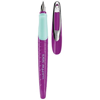 Herlitz 11167988, schoolvulpen (incl. patroon) -voor rechtshandigen, paars/munt