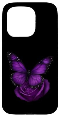 Beautiful Butterfly Purple Rose Butterfly Lovers Gifts Women Case for iPhone 15 Pro
